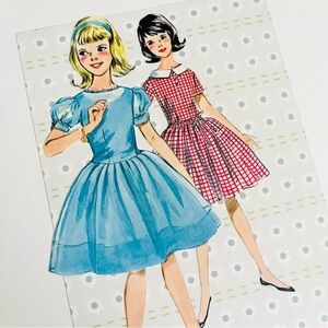 Vintage MCM Sewing Pattern Book Original 8x10 Collage Gingham Dress